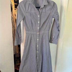 Striped Navy and White Shirt Dress